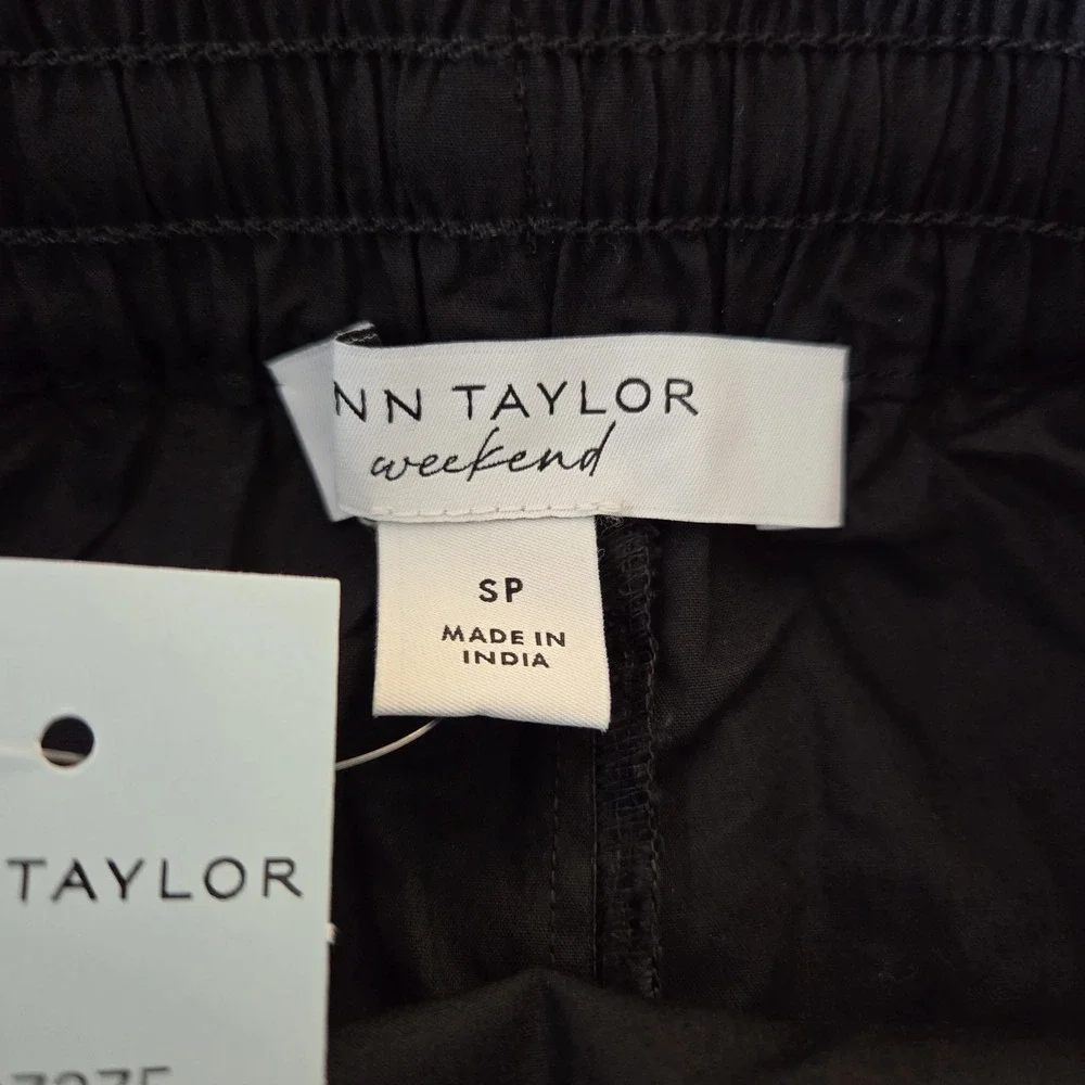 Ann Taylor Weekend sz SP black midi pullon skirt NWT 100% cotton casual everyday - Picture 7 of 10